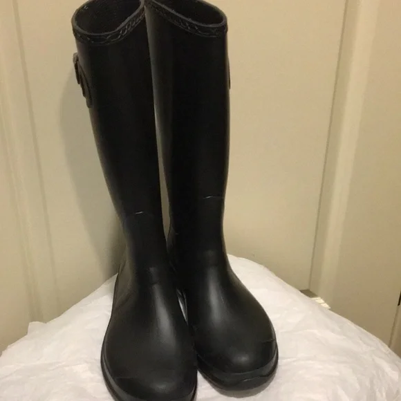 Kamik womens slip in rain boots tall side buckle size 9 black - Picture 4 of 13